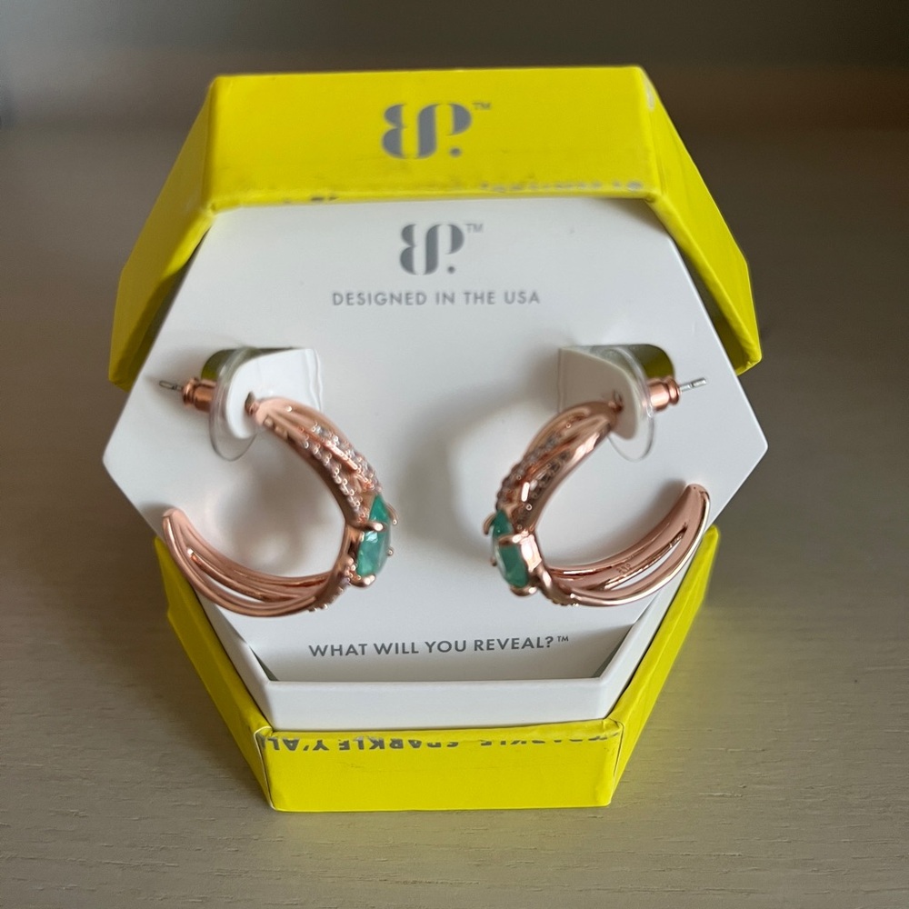 BP Rose Gold Mint Spinel Hoops
